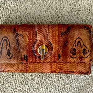 Real Brown Cobra Snakeskin Clutch in Perfect Condition